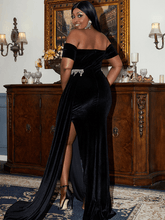 Plus Size Maxi Velvet Black Dress